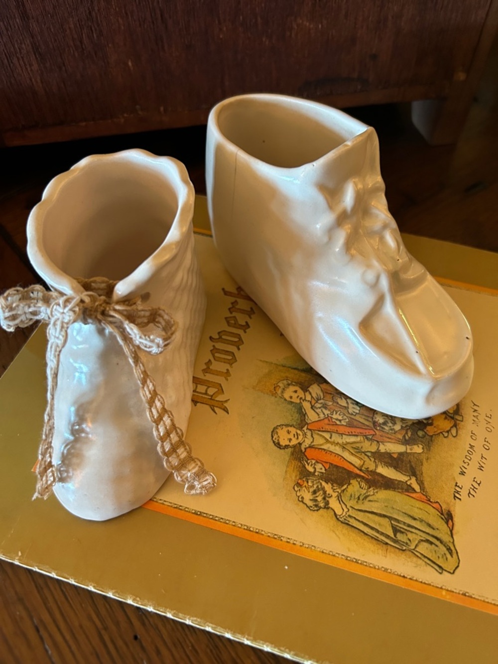 Vintage Ceramic Baby Bootie Shoes